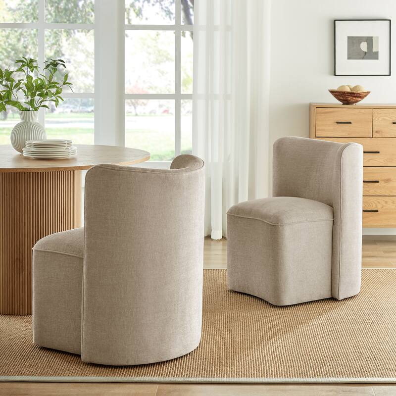 NPD Furniture Morraine Chenille Dining Chair with Casters - Millburry Beige