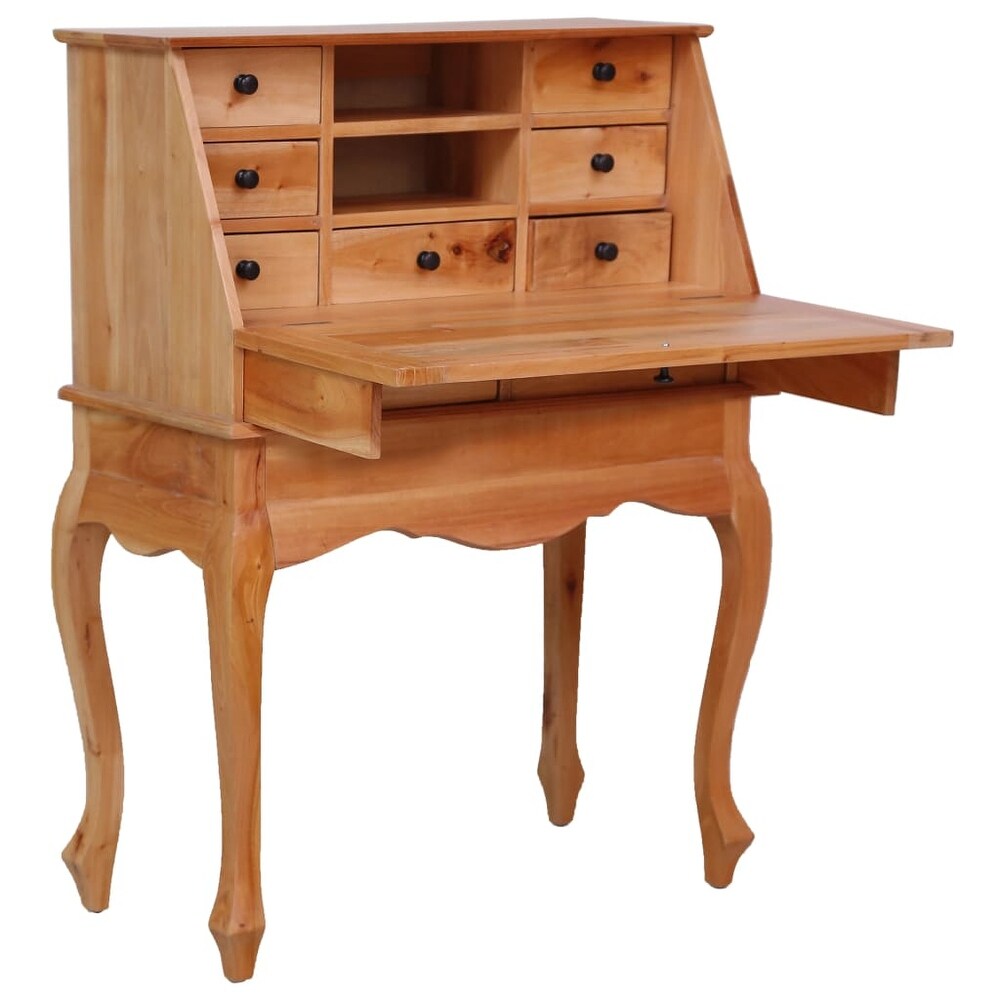 vidaXL Secretary Desk 30.7"x16.5"x40.6" Solid Mahogany Wood (Wood Finish - Brown)