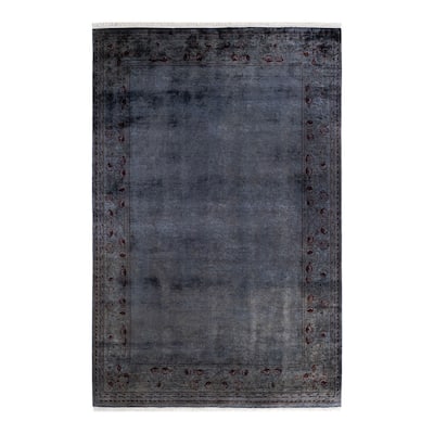 Overton Hand Knotted Wool Vintage Inspired Modern Contemporary Overdyed Gray Area Rug - 6' 2" x 9' 3"