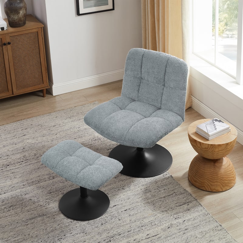 Art Leon Fabric Swivel Accent Chair with Ottoman