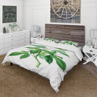 Designart 'Vintage Green Leaves Plants V' Traditional Duvet Cover Set