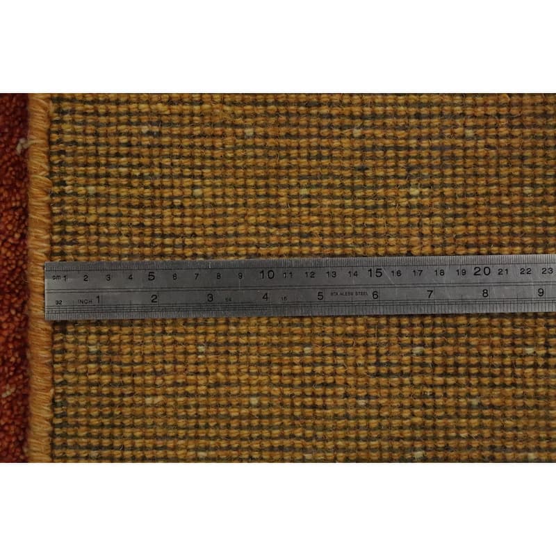Hand Knotted Oriental 100% Wool Carpet Modern Geometric Yellow & Gold Gabbeh Area Rug - 6' 5'' X 4' 7''