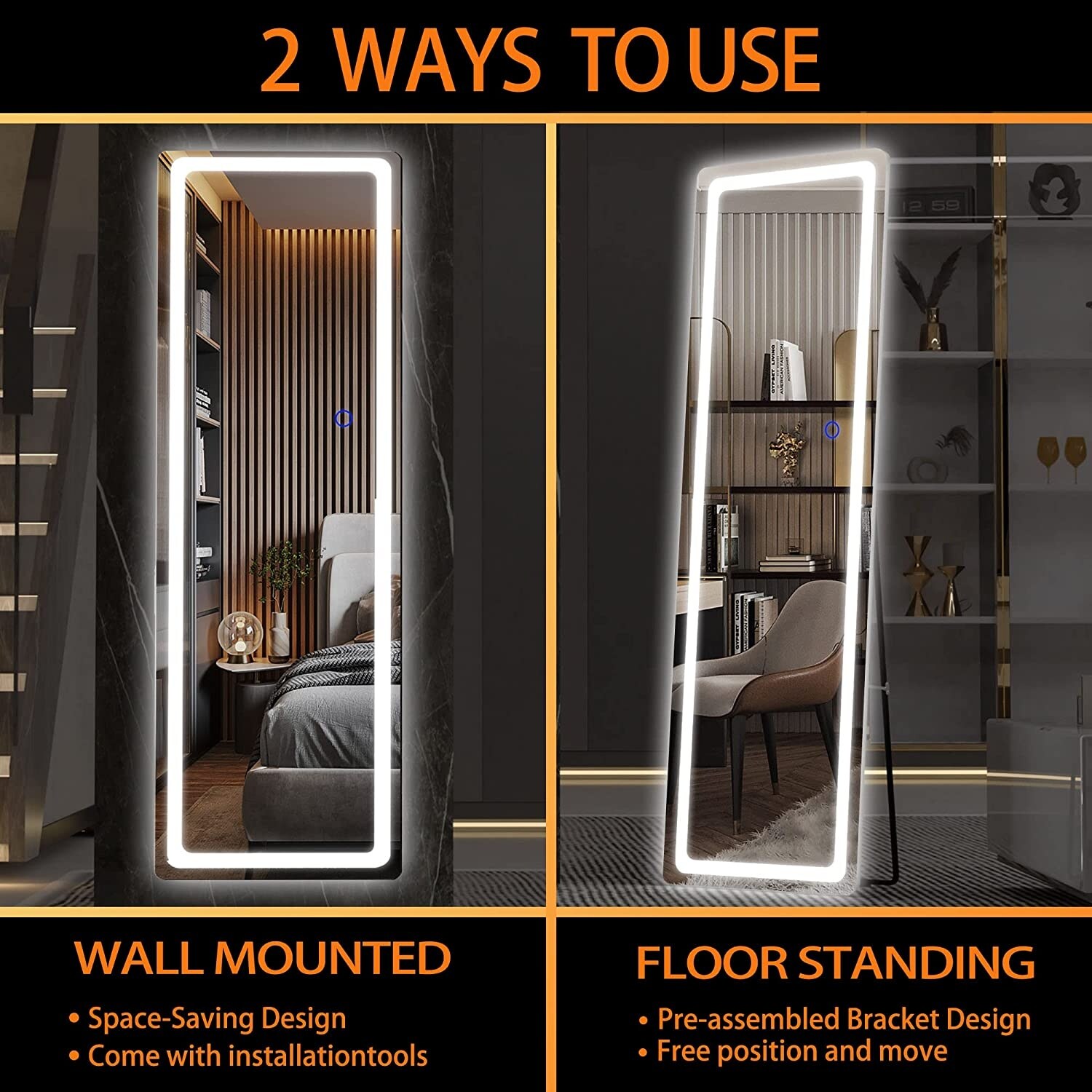 Backlit full length mirror shop