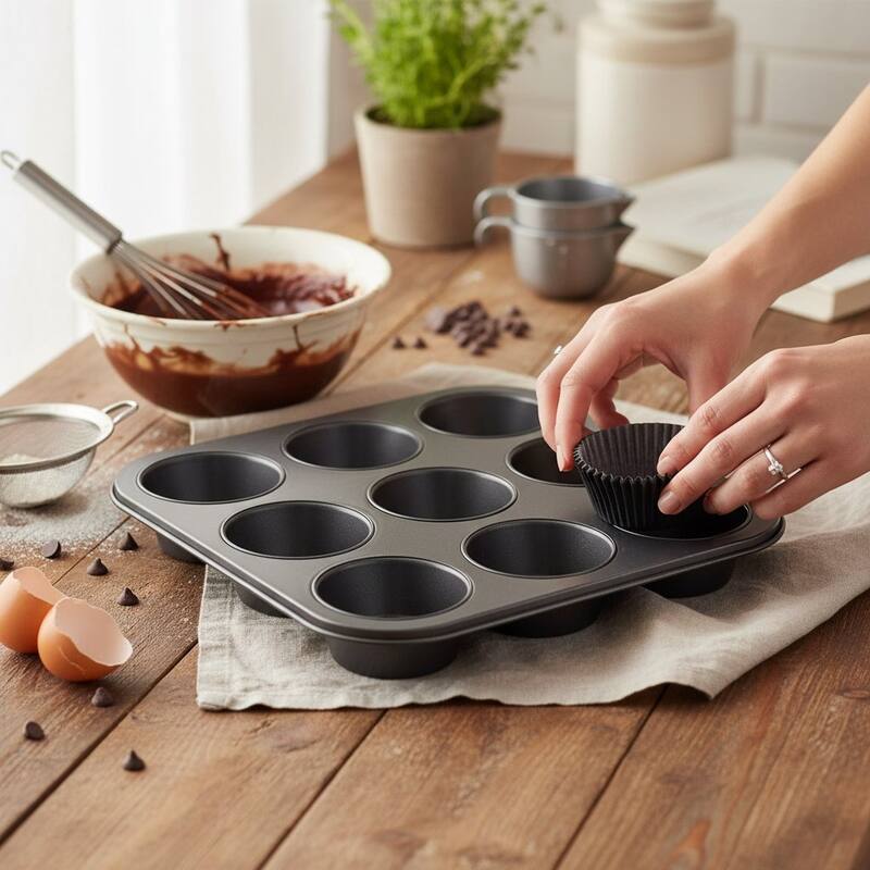 Chef Craft 50 Count Cupcake Liners Muffin Size Baking Cups, Dark Blue - 50 Pack