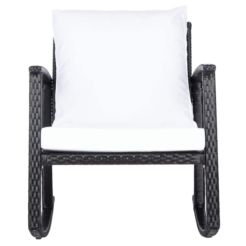 SAFAVIEH Outdoor Concepta Rocking Chair - 26W x 32D x 31H - Black/White Cushion