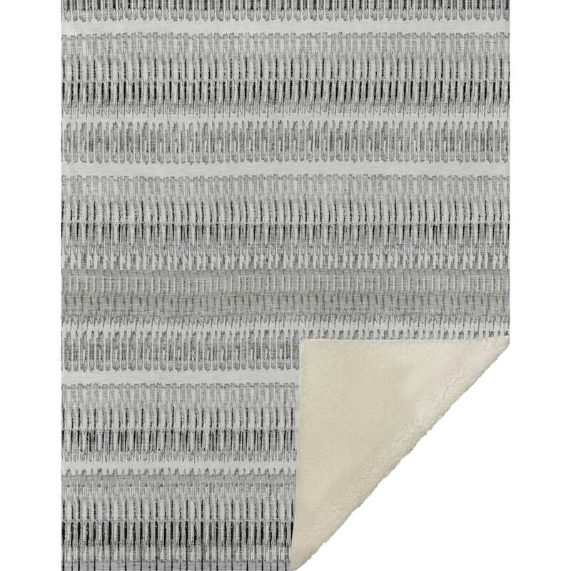 Premium Machine Washable Geo Stripes Sherpa Throw Blanket