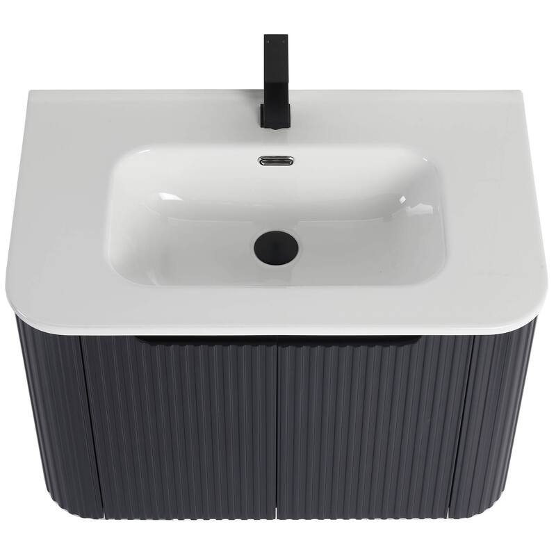 Caskvalley Modern Bathroom Vanity with Straight Fluted Design - Sink Included