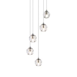 Elegant Lighting Eren 5 Light 12" Wide Crystal Multi Light Pendant ...