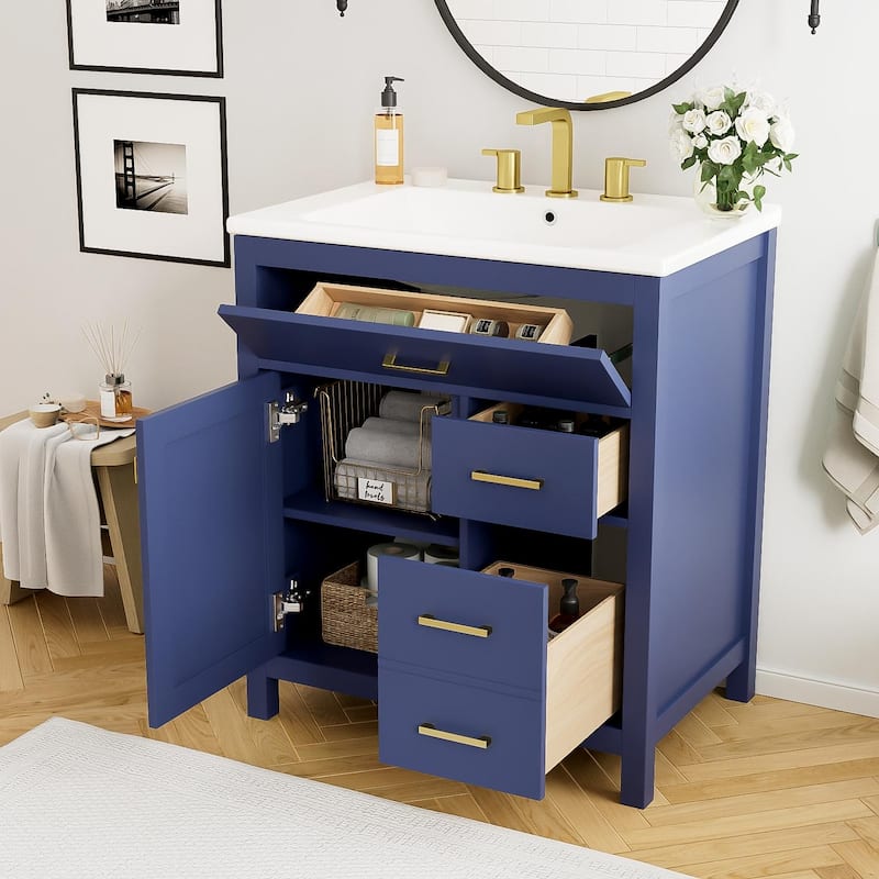 30" Bathroom Vanity with Ceramic Sink and Ample Storage - Ideal Choice for Small Bathrooms