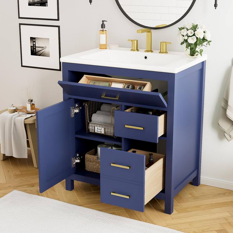 Merax Bathroom Vanity with Ceramic Sink and Ample Storage