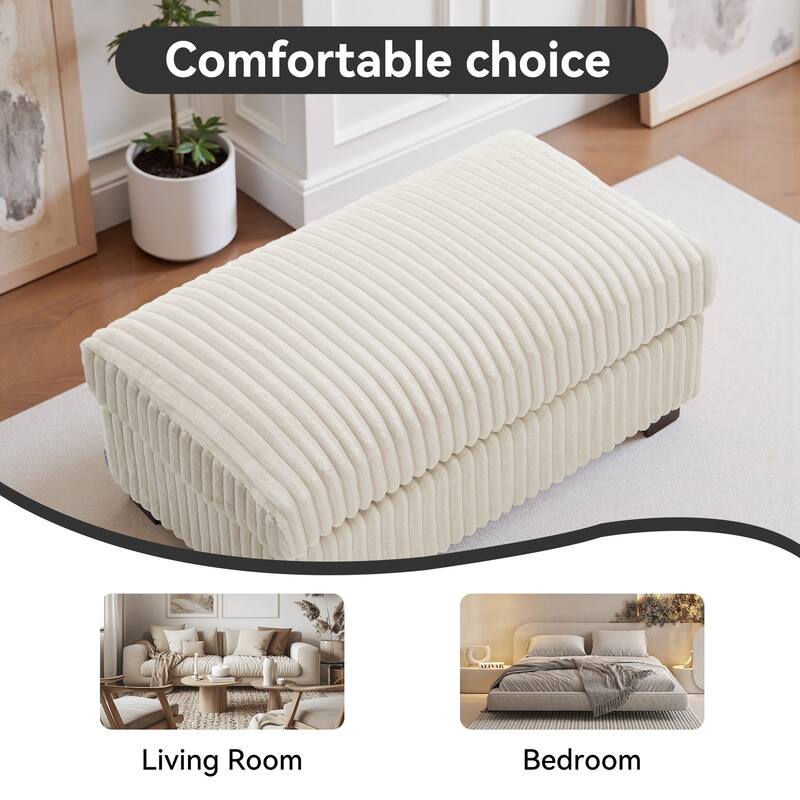 Modern Interior Rectangle Faux Fur Ottoman