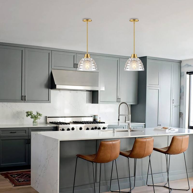 2 Pack bulbs light gold light fixtures glass, metal pendant light
