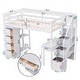 preview thumbnail 13 of 25, Wood Twin Size Loft Bed with Desk, Storage Stairs, Drawers and Shelves, Solid Wood Twin Bedframe Multi-Functional High Loftbed