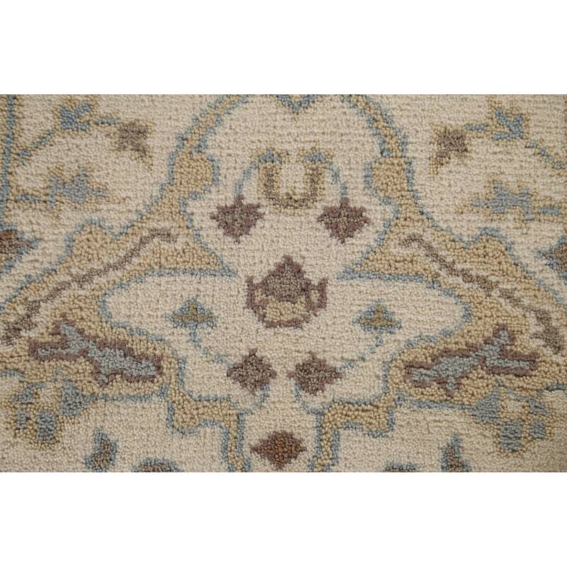 Beige / Ivory Oushak Oriental Runner Rug Handmade Wool Carpet - 2'6"x 11'8"