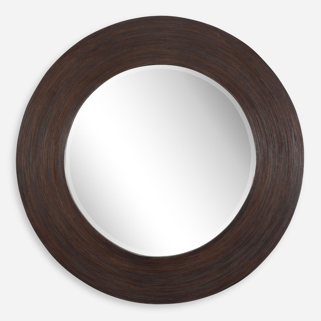 Uttermost Dutton Dark Walnut Round Mirror - 36"W x 36"H x 1.5"D