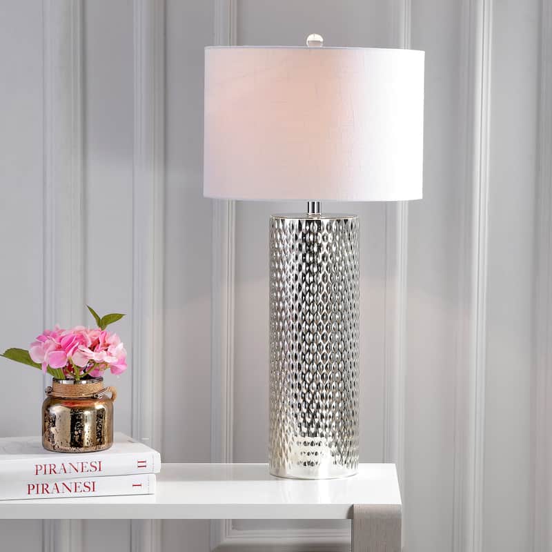 Hughes 30" Glass LED Table Lamp, Silver by JONATHAN Y