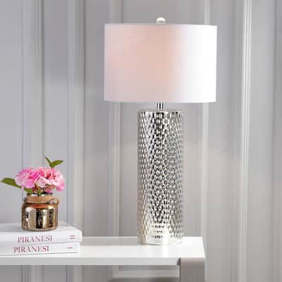 Hughes 30" Glass LED Table Lamp, Silver by JONATHAN Y