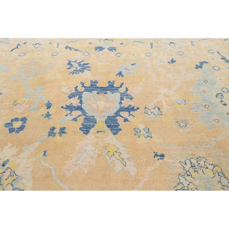 Geometric Turkish Authentic Oushak Oriental Wool Area Rug Handmade - 7'4" x 9'2"