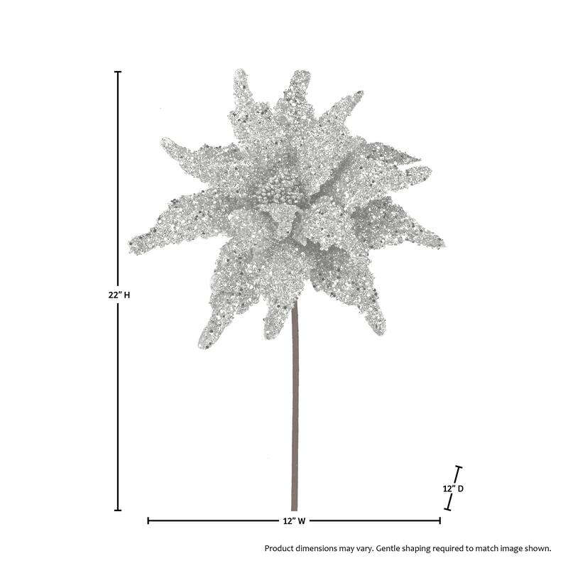 22" Sequin Glitter Poinsettia Stem