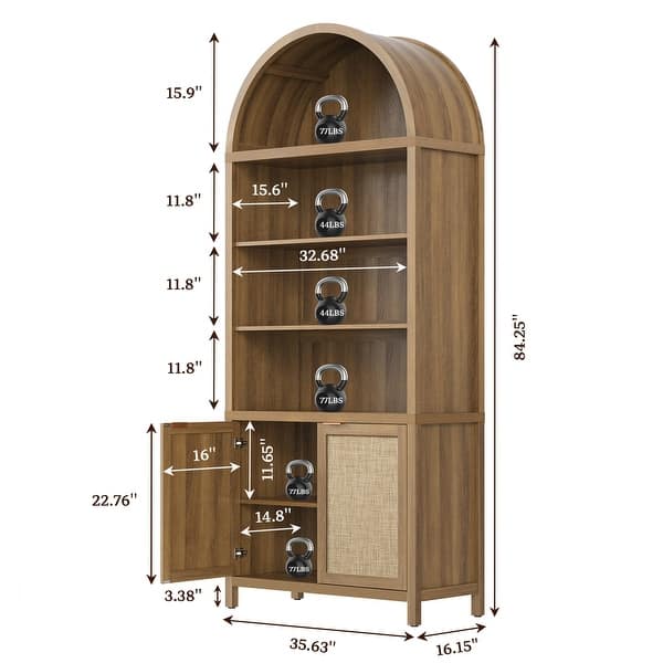 dimension image slide 1 of 2, Ingenious Arc - Topped Multifunctional Storage Bookcase