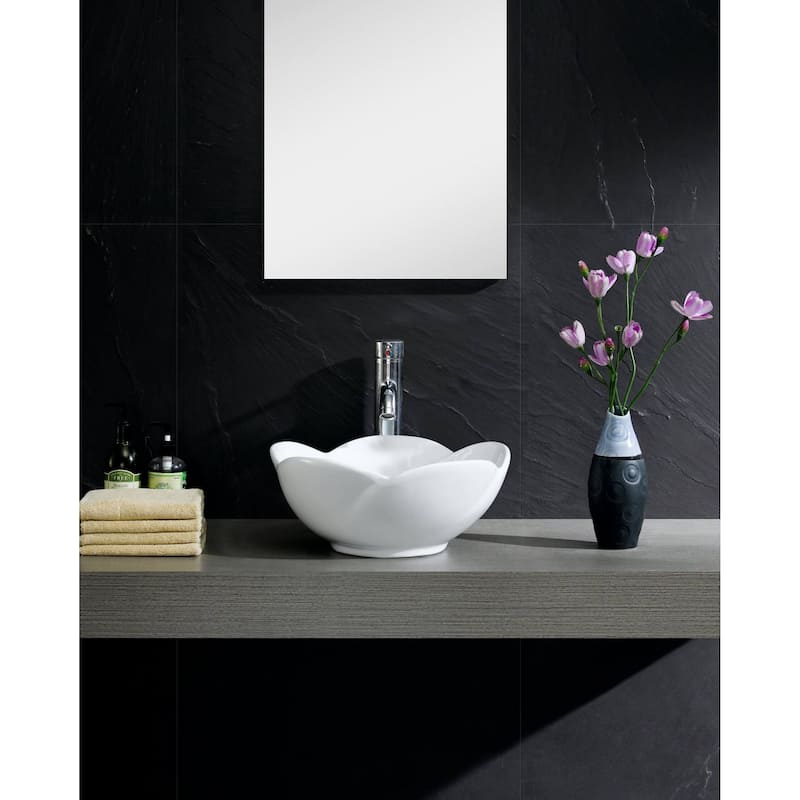 Fine Fixtures White Ceramic Chinaware 15.5-inch Vessel Sink