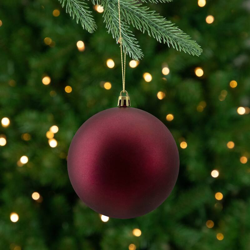 12ct Matte Burgundy Red Shatterproof Christmas Ball Ornaments 4"