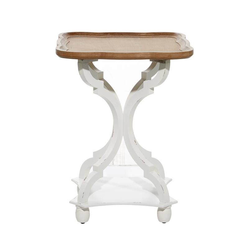 Wooden Accent Table with Brown Wood Top - White - Roche River Decor - 20"W x 20"L x 25"H
