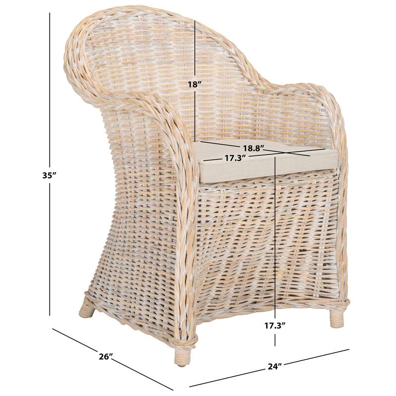 SAFAVIEH Sinja Yellow Rattan Club Chair - 24" x 26" x 35" - 24Wx26Dx35H