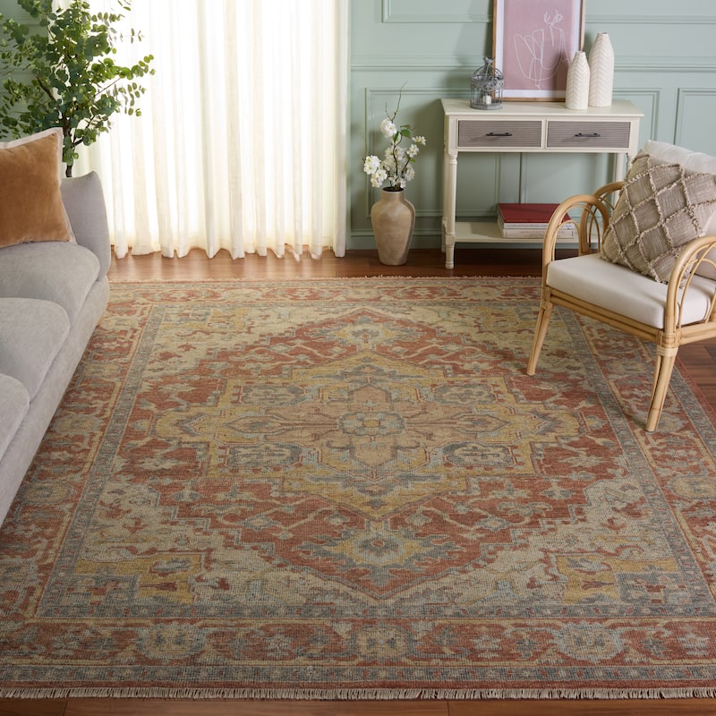 SAFAVIEH Hand-Knotted Izmir Argenta Wool Rug - 10' x 14' - Rust/Grey