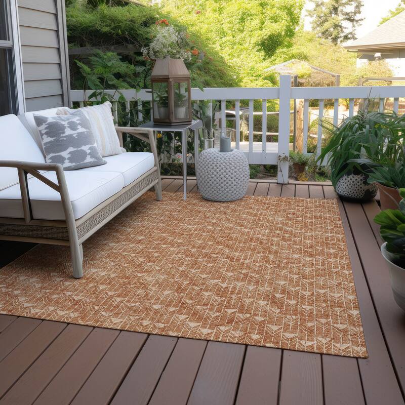 Almora Sleek Geometric Weather Resistant Classic Meets Modern Outdoor Rug