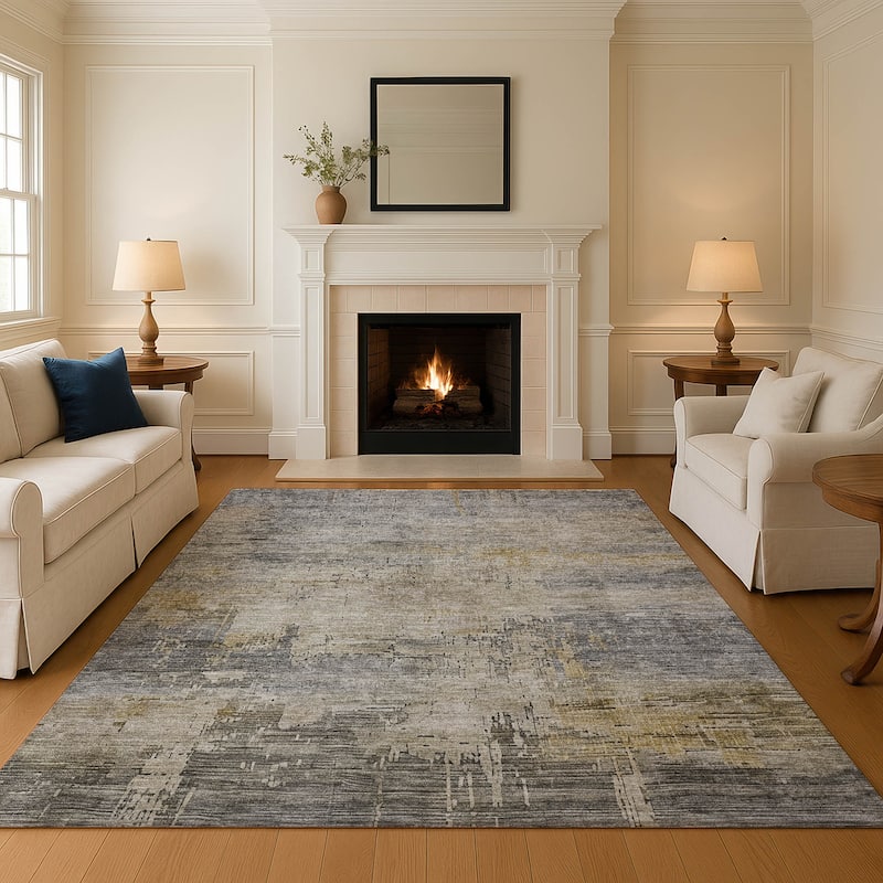 Premium Washable Super Soft Modern Abstract Mayfield Rug - Pewter - 3' x 5'