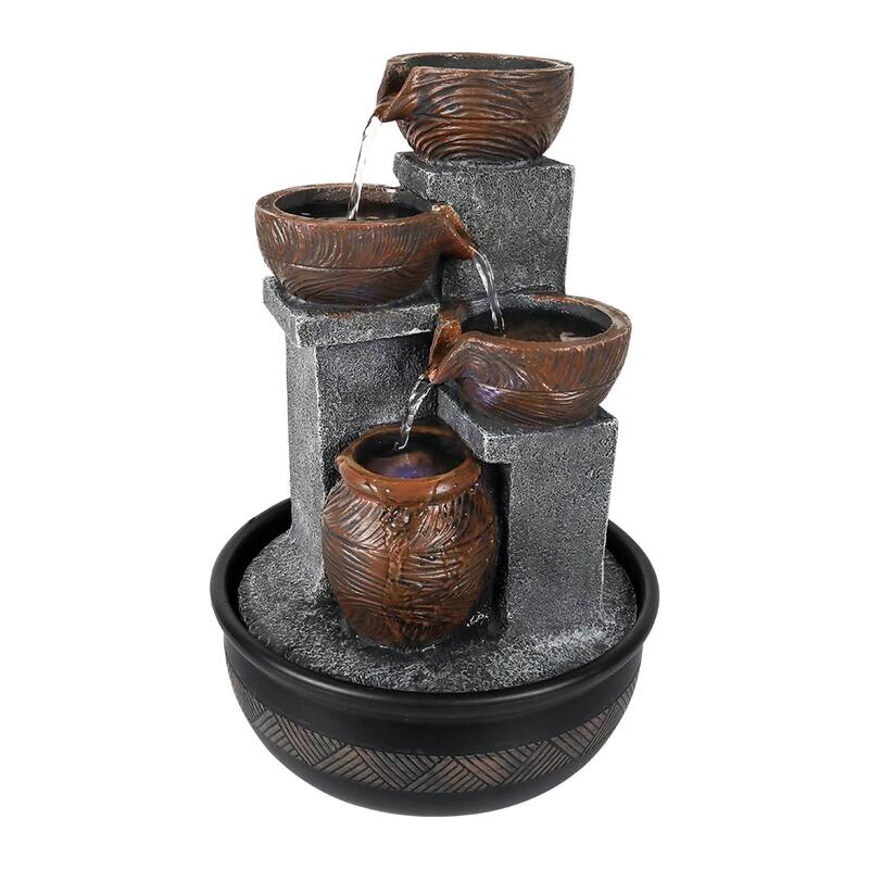 Tabletop Water Fountain Indoor Waterfalls Fountains with LED Lights