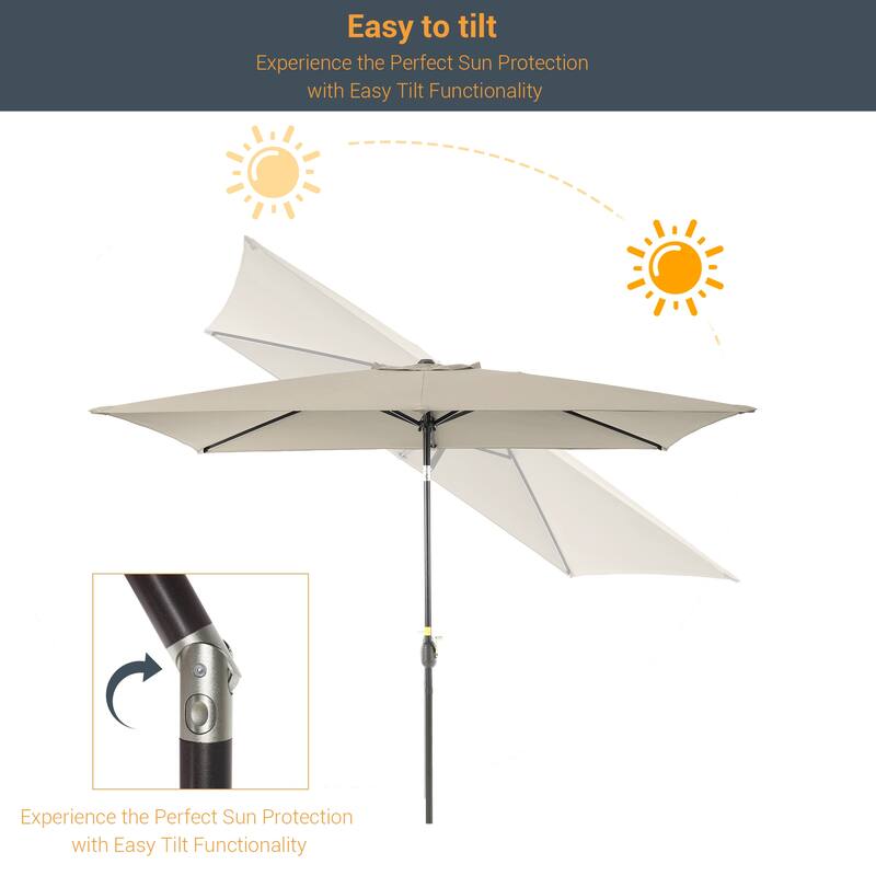 LIVOOSUN 6x9Ft Patio Market Umbrella Weather-Resistant Table Umbrella