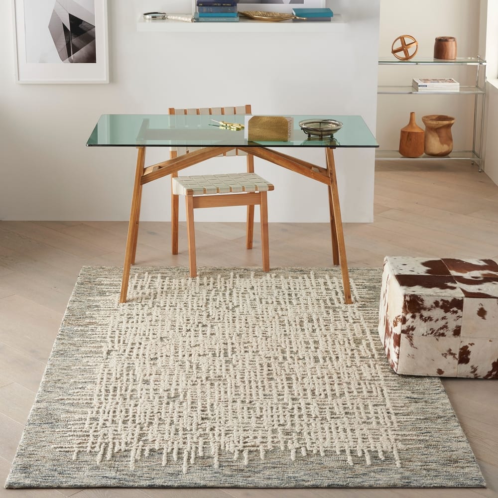 Nourison Vail Textured Wool Modern Crosshatch Area Rug