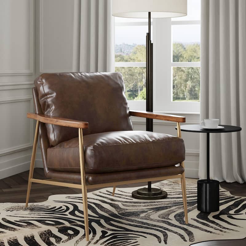 Classic Home Arnold Leather Club Chair - Antique Brown