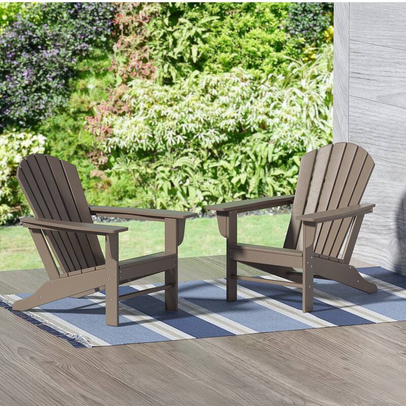 Altura Outdoor Eco-Friendly All Weather Poly Patio Adirondack Chair (Set of 2) - Weathered Wood