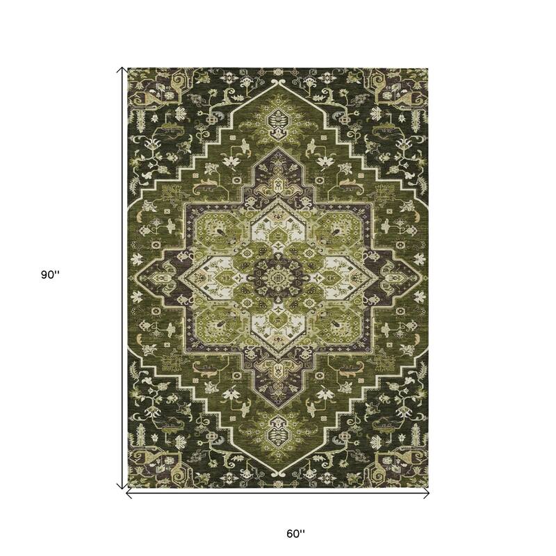HomeRoots Oriental Traditional Rectangle Outdoor Rug