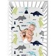 preview thumbnail 5 of 4, Mod Dinosaur Blue Green Collection Boy 2 Pack Fitted Crib Sheets Turquoise Prehistoric Boho Bohemian Grey White Mod Dinosaurs