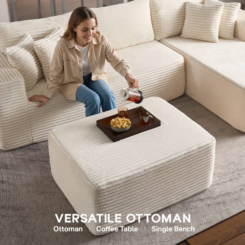 OVIOS All-Foam Cloud L-Shaped Lounger Sofa​ ​​With Ottoman​