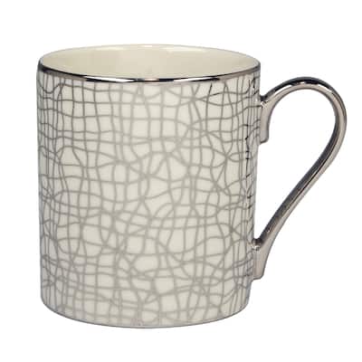 Certified International Mosaic Silver Plated Tapered 16 oz. Mugs, Set of 6 Assorted Designs