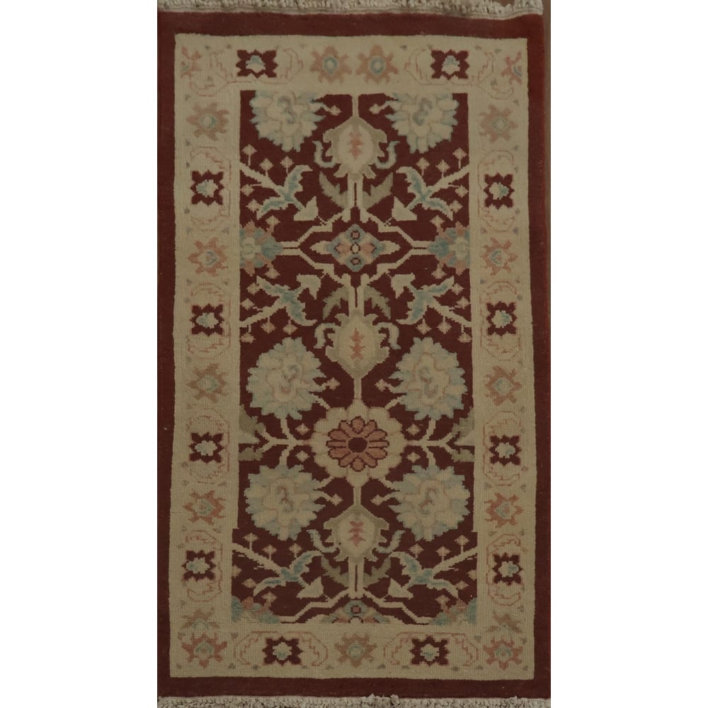 Hand Knotted Oriental 100% Wool Carpet Traditional All-Over Oranges & Rust Ziegler Area Rug - 3' 10'' X 2' 0''