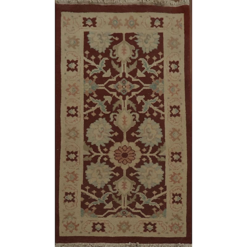 Hand Knotted Oriental 100% Wool Carpet Traditional All-Over Oranges & Rust Ziegler Area Rug - 3' 10'' X 2' 0''