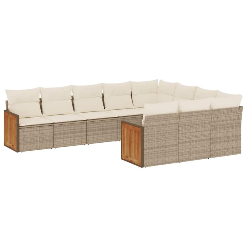 vidaXL Patio Sofa Set with Cushions Outdoor Conversation Furniture Poly Rattan