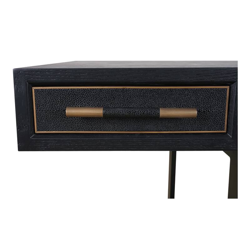 NADAAL STUDIOS Vaughn Desk, Solid Oak Frame, Vegan Shagreen Upholstery, Black