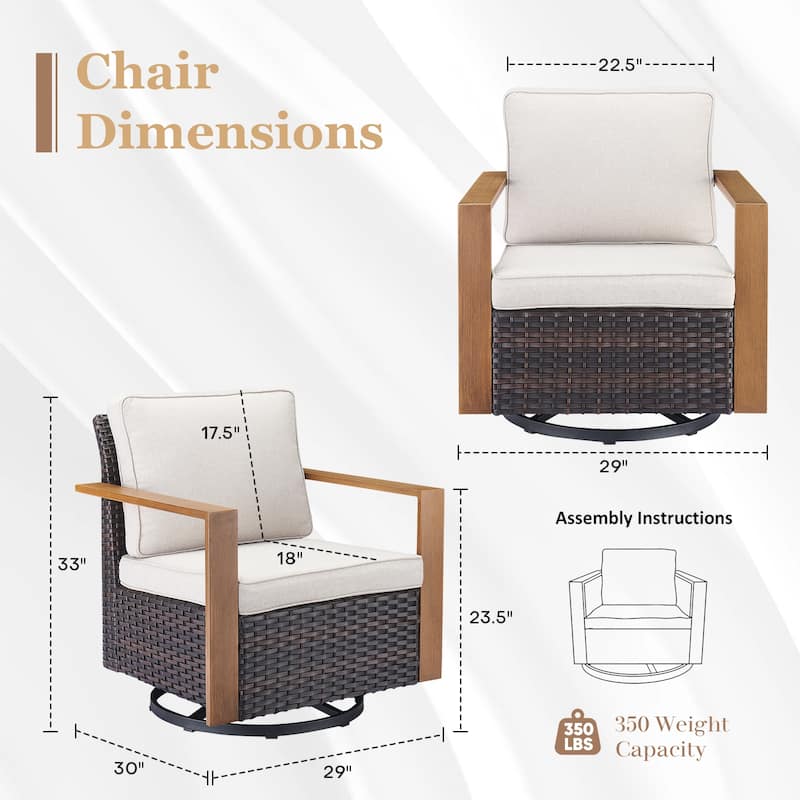 Outdoor Swivel Rocker Chair - Patio Wicker Glider Chair