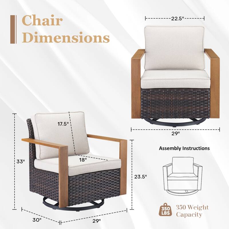 Wicker Patio Rocking Chair with Cushions - Brown
