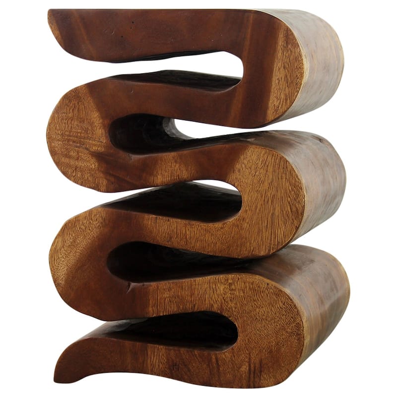 Haussmann® Wood Wave Verve Accent Table 14x14x20 in H Walnut Oil - 14 x 14 x 20