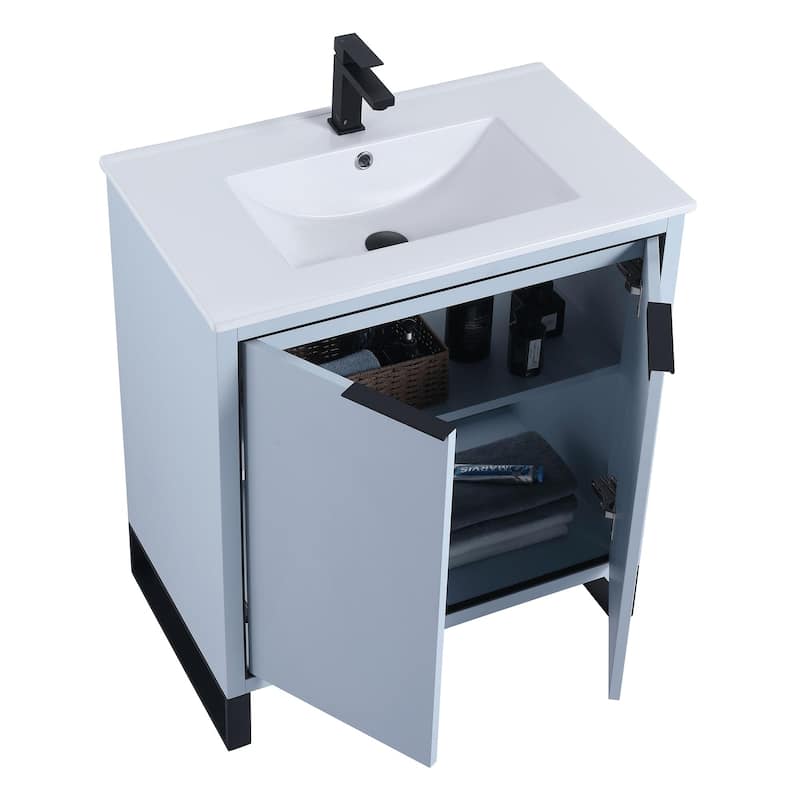 Fine Fixtures Opulence Collection Bathroom Vanity with White Ceramic Sink