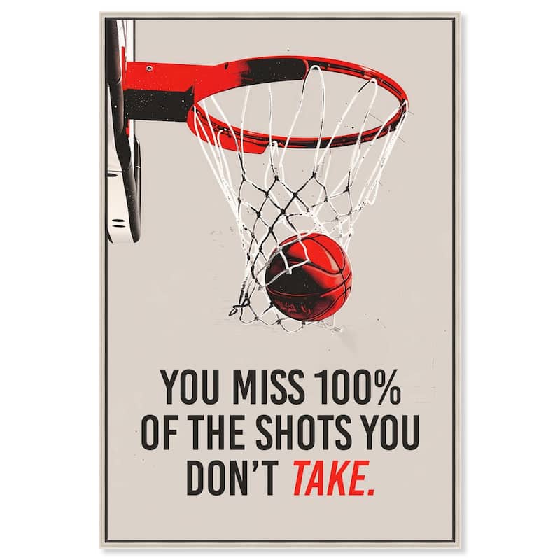 The Shots You Take Hoop Canvas by Art Remedy - Silver - 24" x 36"