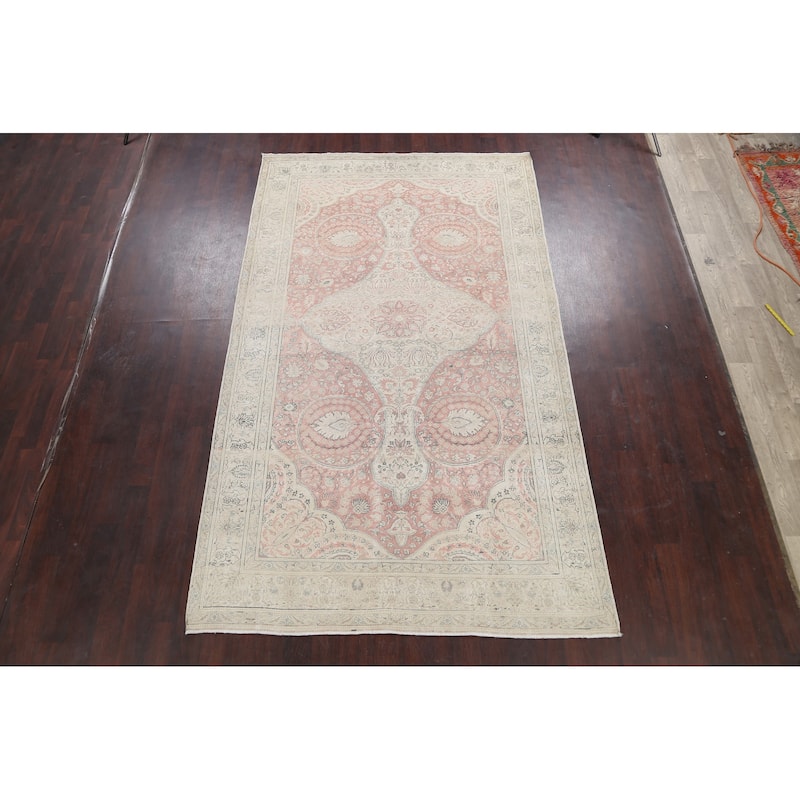 Vintage Muted Traditional Tabriz Persian Area Rug Wool Hand-knotted - 6'4" x 10'5"